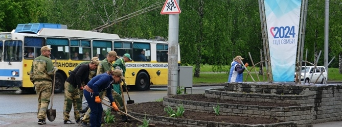 Цветочной рассадой украшают клумбы Ленинского района