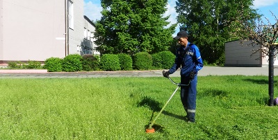На территории Ленинского района продолжаются работы по покосу травы