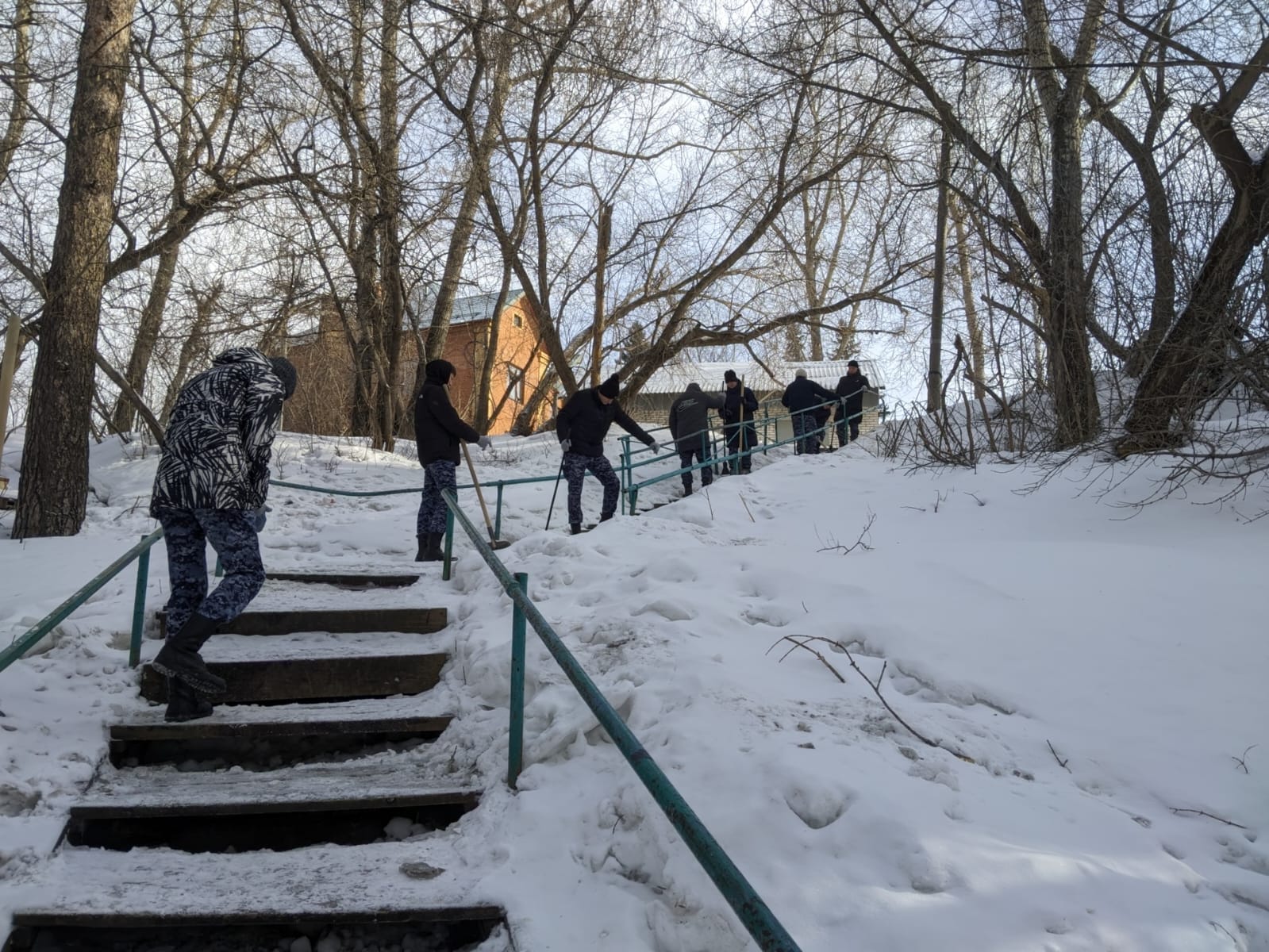 Барнаульские студенты помогают в очистке пешеходных зон от снега и наледи