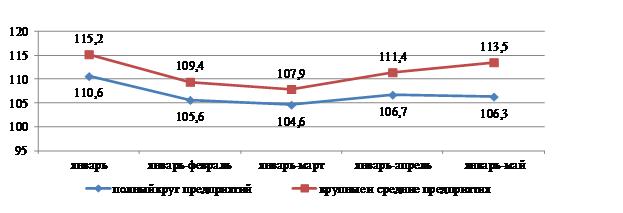 Индексы промышленного производства за январь - май 2013