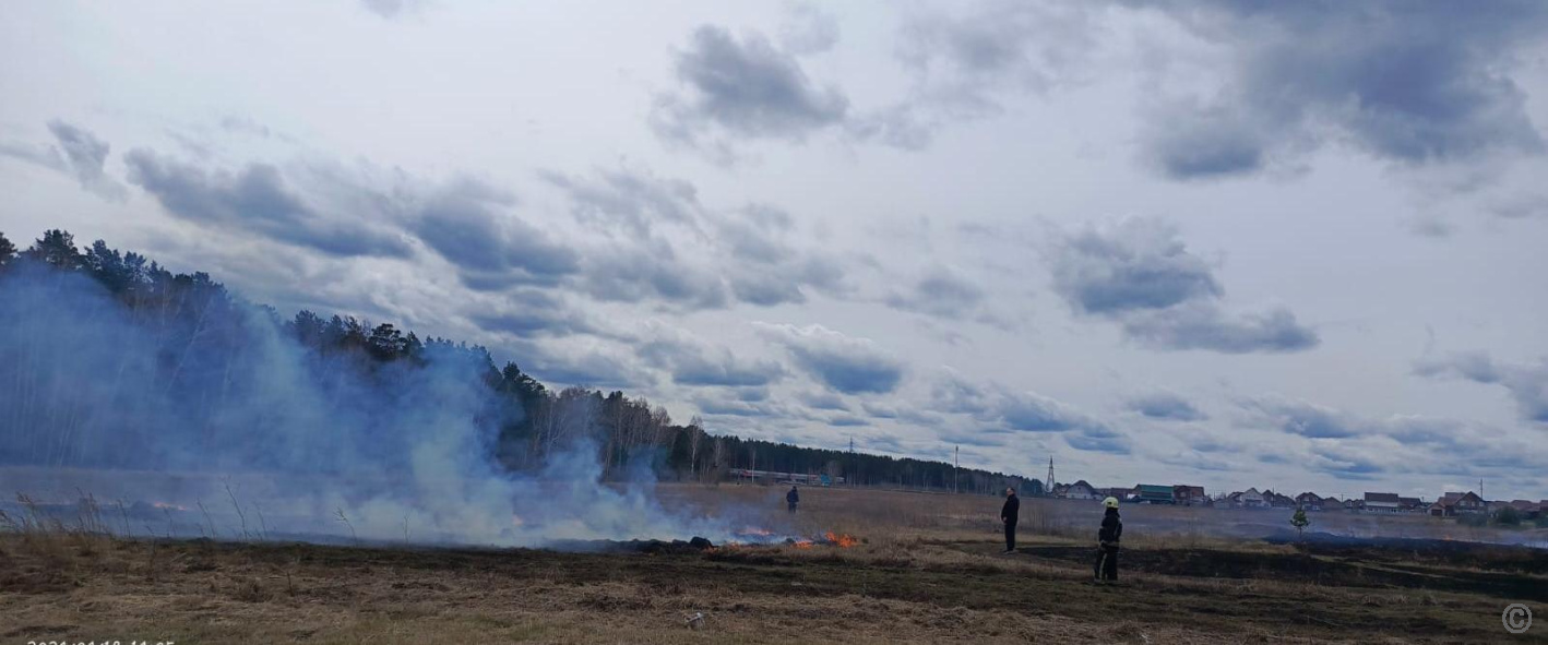 На пригородной территории продолжаются работы по контролируемому палу сухой  травы на границе с частным сектором БАРНАУЛ :: Официальный сайт города