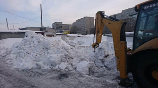 Водопропускной канал в барнаульском микрорайоне Новосиликатном расчищают от снега