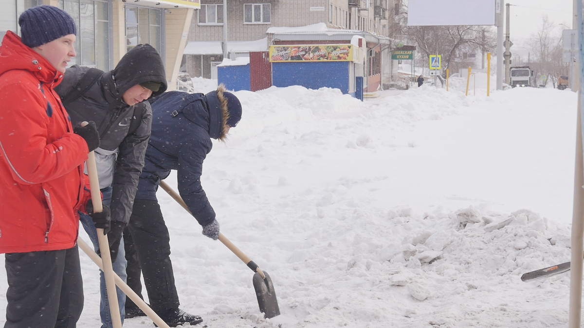 Около сотни барнаульских студентов вышли на городские улицы, чтобы помочь в уборке  снега БАРНАУЛ :: Официальный сайт города